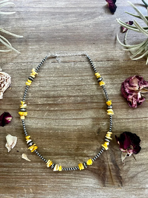 Stretch Design 3 mm Sterling silver pearls chokers with yellow amber