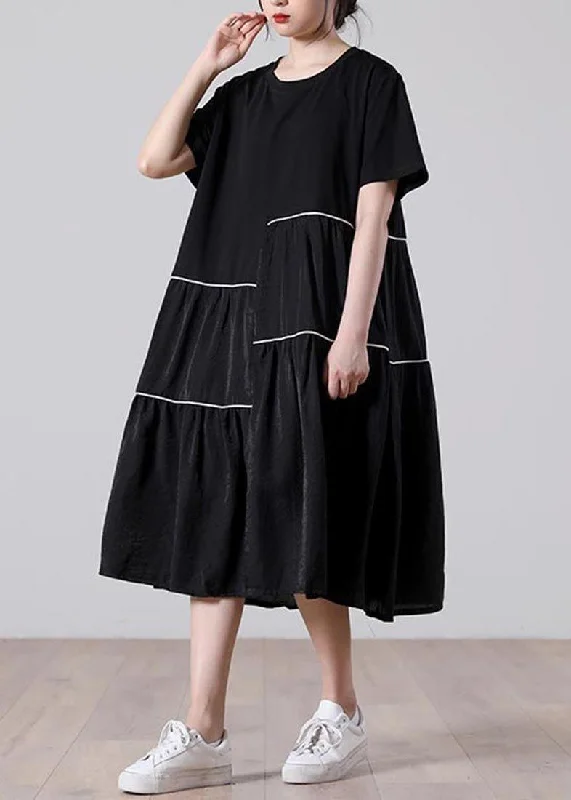 Youthful Unique Black Patchwork White A Line Summer Vacation Dresses