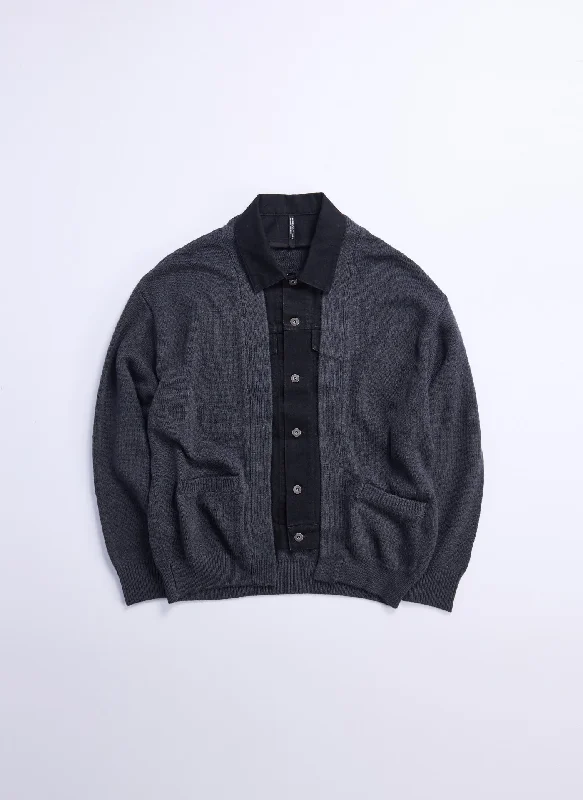 Girl Style Acrylic Wool 2 in 1 Blocking Knitted Cardigan