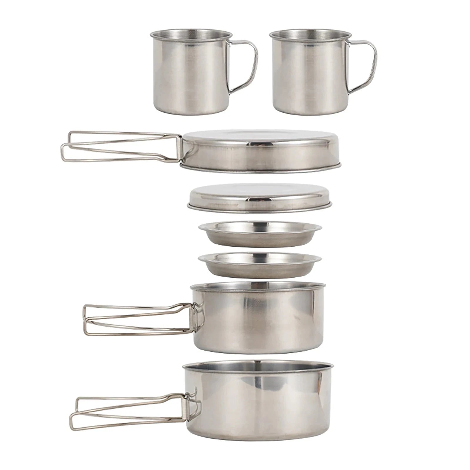 Bottom And Versatile 8pcs/Set Camping Cookware Mess Kit Stainless Steel Cooking Pot and Pan Set with Plates Cups for Outdoor Hiking Backpacking Bottom And Versatile 8pcs/Set Camping Cookware Mess Kit Stainless Steel Cooking Pot and Pan Set with Plates Cups for Outdoor Hiking Backpacking