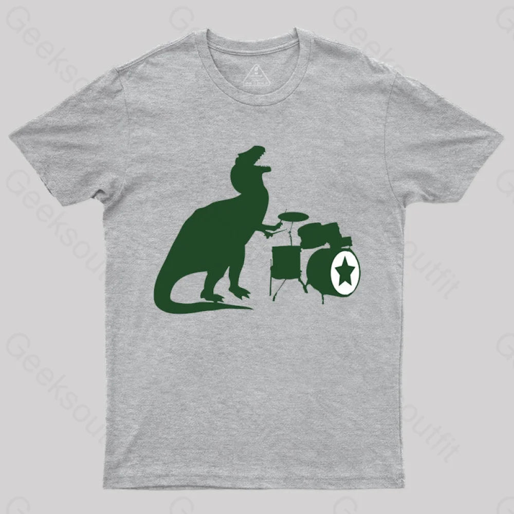 Elegant Outline A Tyrannosaurus Rex Playing Drums T-shirt