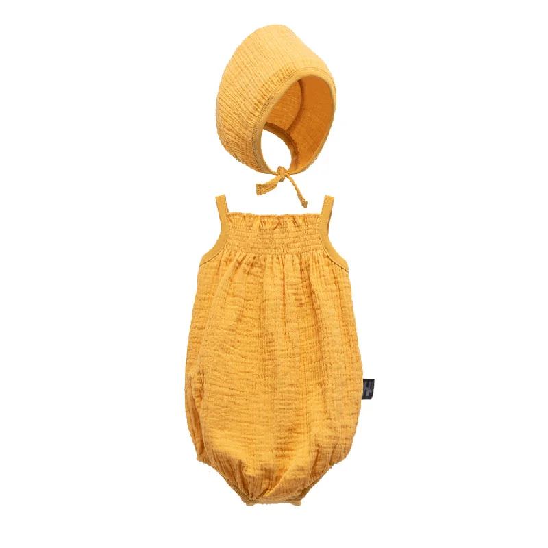 Bright Colors Mustard Bodysuit & Cap Set
