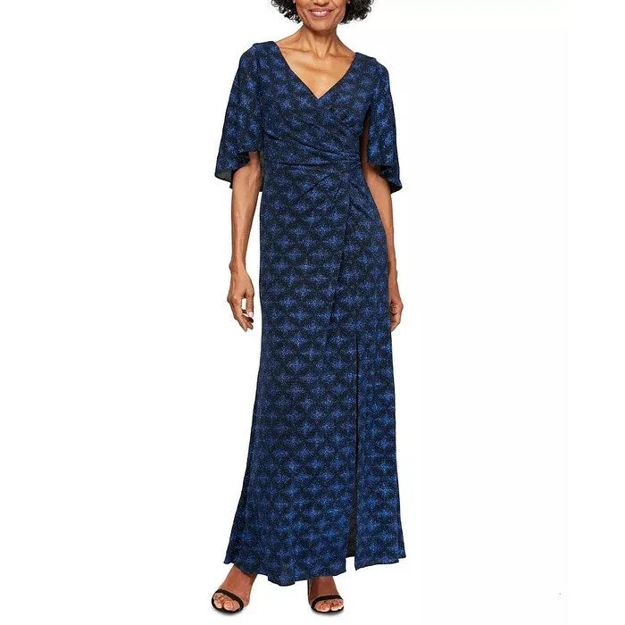 Chic Outfits Alex Evenings Women's Printed A-Line Long Dress Black Size 16