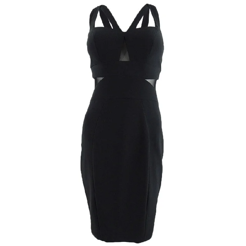 American Style Xscape Women's Illusion-Inset Strappy Sheath Dress (2, Black)