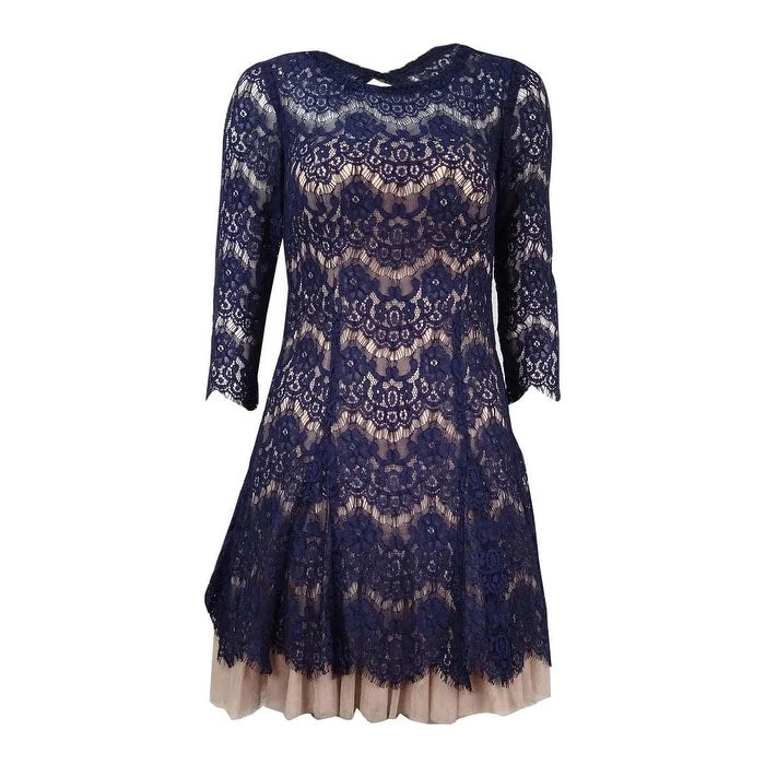 Relaxed Dresses Betsy & Adam Women's Lace Tulle Mini Dress