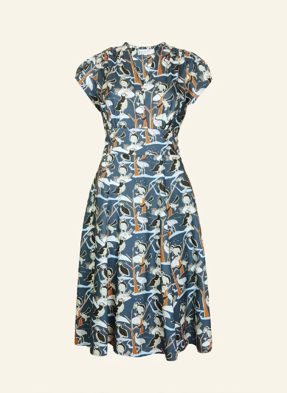 Simple Style Rita Dress - Blue Puffins