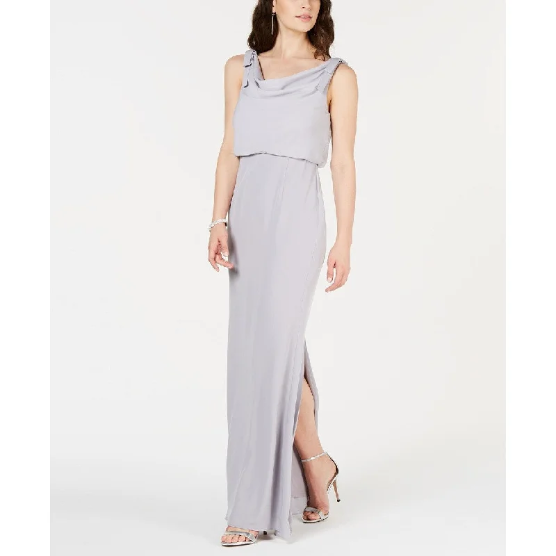 Fashionable Items Adrianna Papell Women's Blouson Cowlneck Gown Silver Size 6