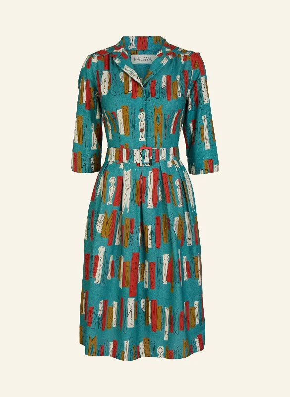 Economic Outlook Cynthia - Teal Pegs Dress