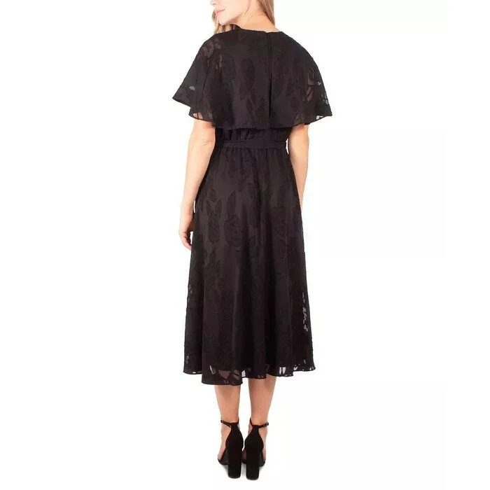 Relaxed Fashion Ny Collection Women's Petite Burnout Cape-Sleeve Fit & Flare Dress Black Size Medium Relaxed Fashion Ny Collection Women's Petite Burnout Cape-Sleeve Fit & Flare Dress Black Size Medium