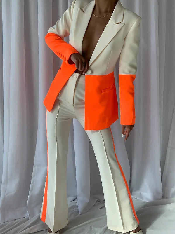 Spring Fashion PETELE Blazer & Pants Set In Orange