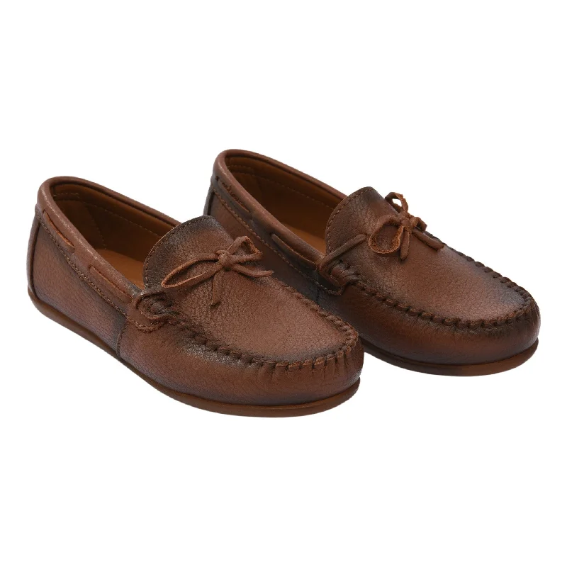 Warm Atmosphere Brown Leather Moccasin Loafers