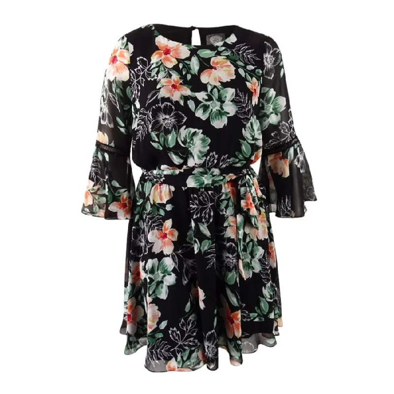 Relaxed Tops Vince Camuto Women's Floral-Print Bell-Sleeve Dress