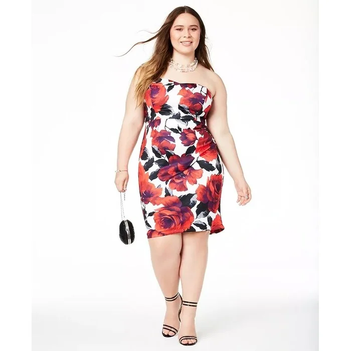 Simple Chic B Darlin Women's Trendy Plus Size Strapless Bodycon Dress White Size 18