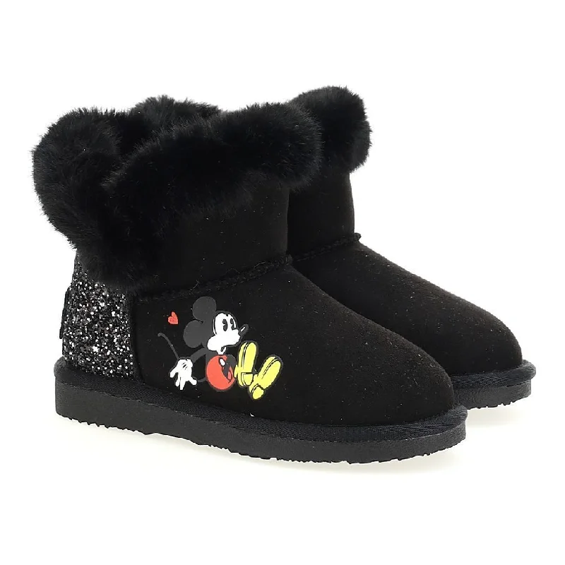 Retro Prints Black Disney Fur Boots
