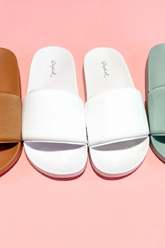 Sexy Fun Slide With Me- {Coral, Sage & White} Open Toe Slide Sandals