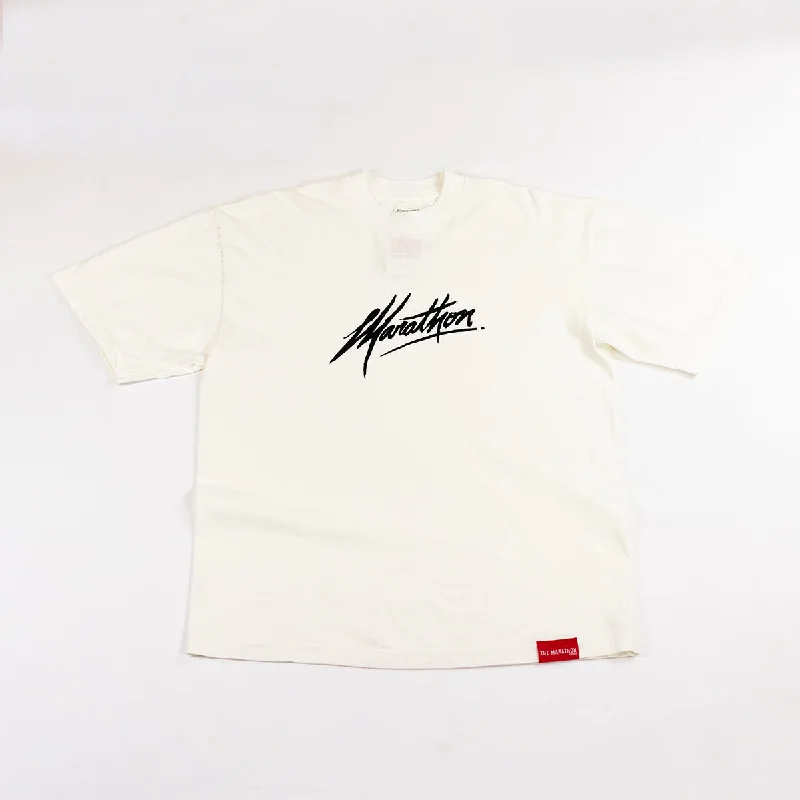 All-Day Comfort Marathon Script Signature T-shirt - Bone/Black