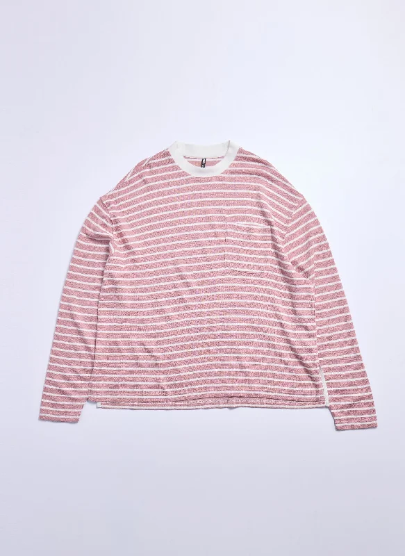 Comfortable And Casual Jacquard Long Sleeves Border Top (T-06)
