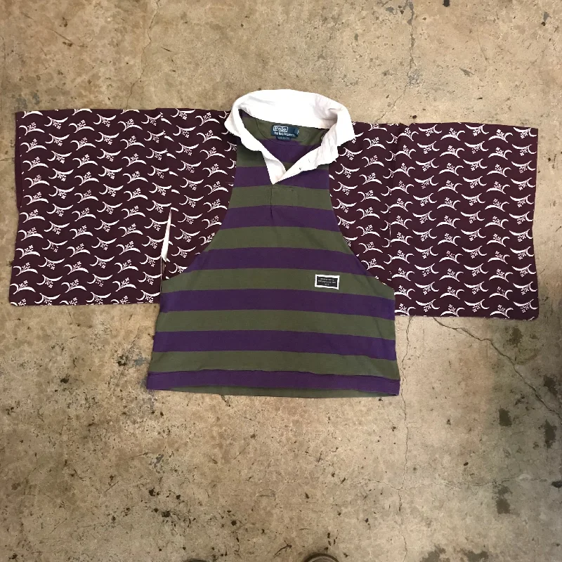 Comfortable Looks STRIPED POLO SHIRT W/VINTAGE KIMONO SLEEVES