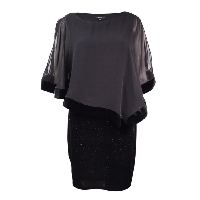 Elegant And Casual MSK Women's Velvet Chiffon-Overlay Dress