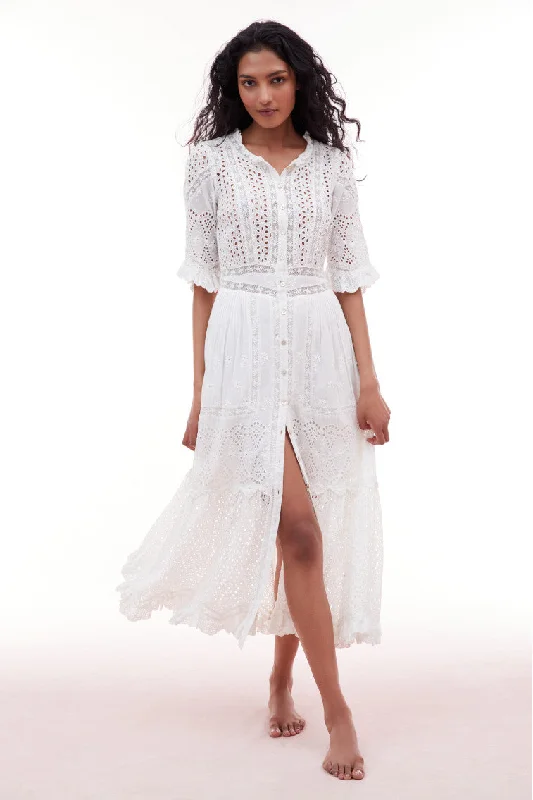 Effortless Dressing Botina Eyelet Midi Dress
