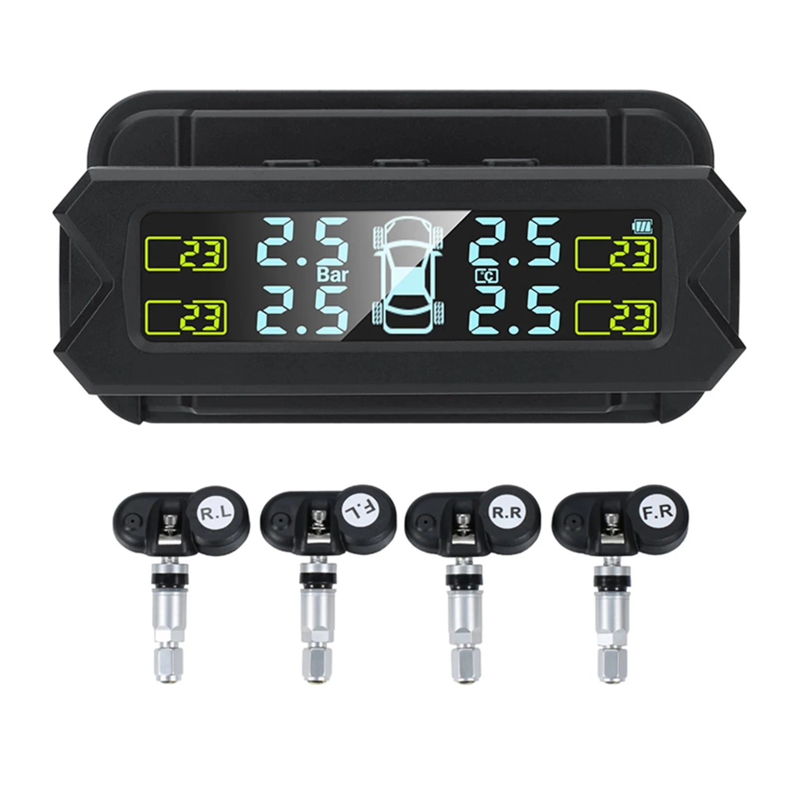 Urban Comfort Auto Backlight LCD Display Tire Pressure Monitoring System Wireless Solar Power TPMS with 5 Alarm Modes 4 Sensors 0-67 PSI