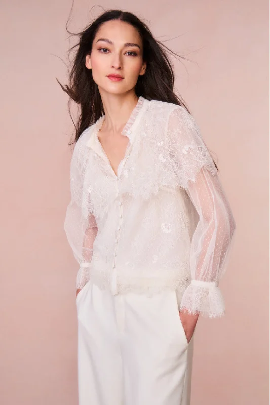 Playful Style Duquette Sheer Lace Top - IVORY