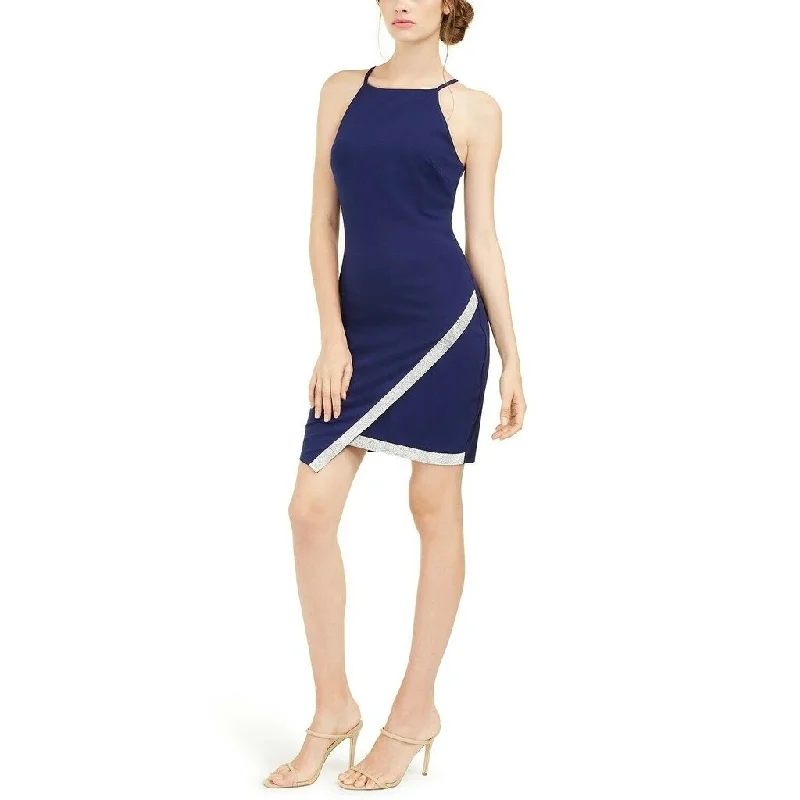 Relaxed Tops BCX Women's Asymmetrical-Hem Rhinestone Dress Blue Size Extra Large