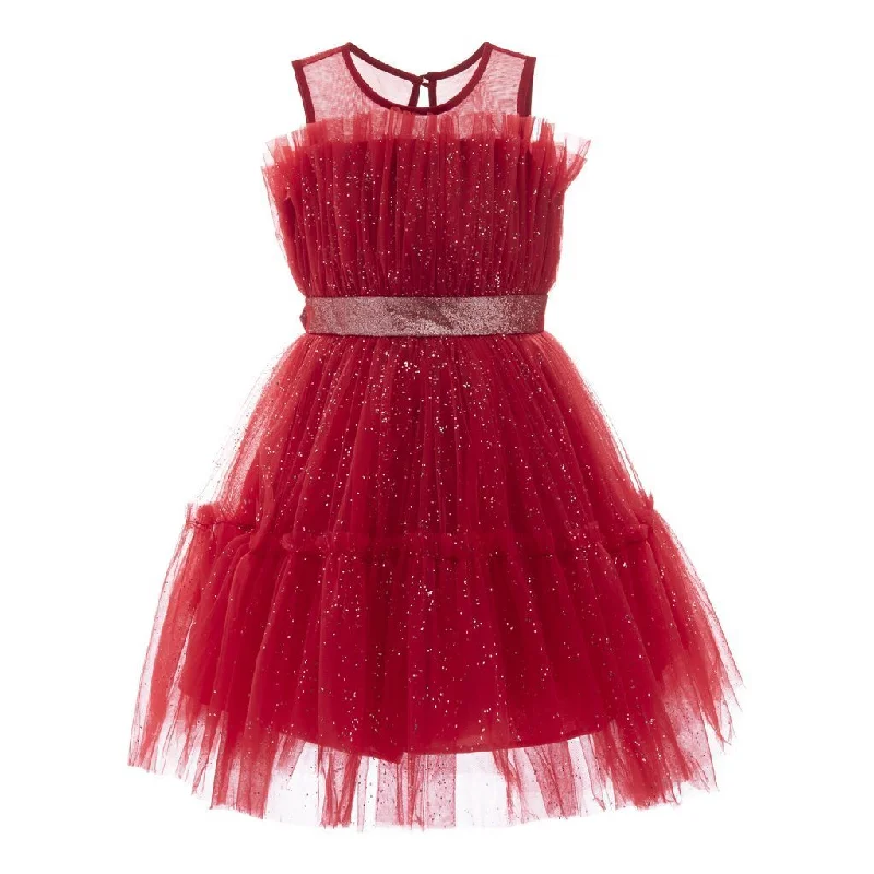 Party Wear Red Ohlone Bouquet Dress