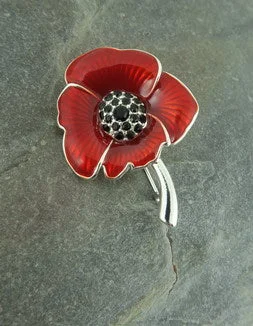 Fresh And Natural Poppy Brooch Enameled