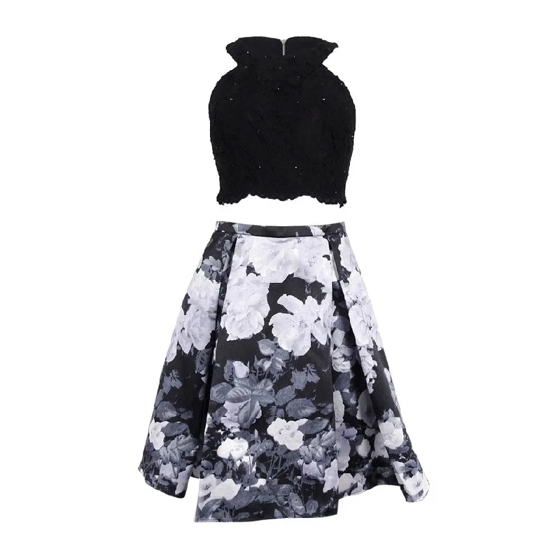 Retro Design Xscape Women's 2PC Laced Crop Top & Floral Skirt Set