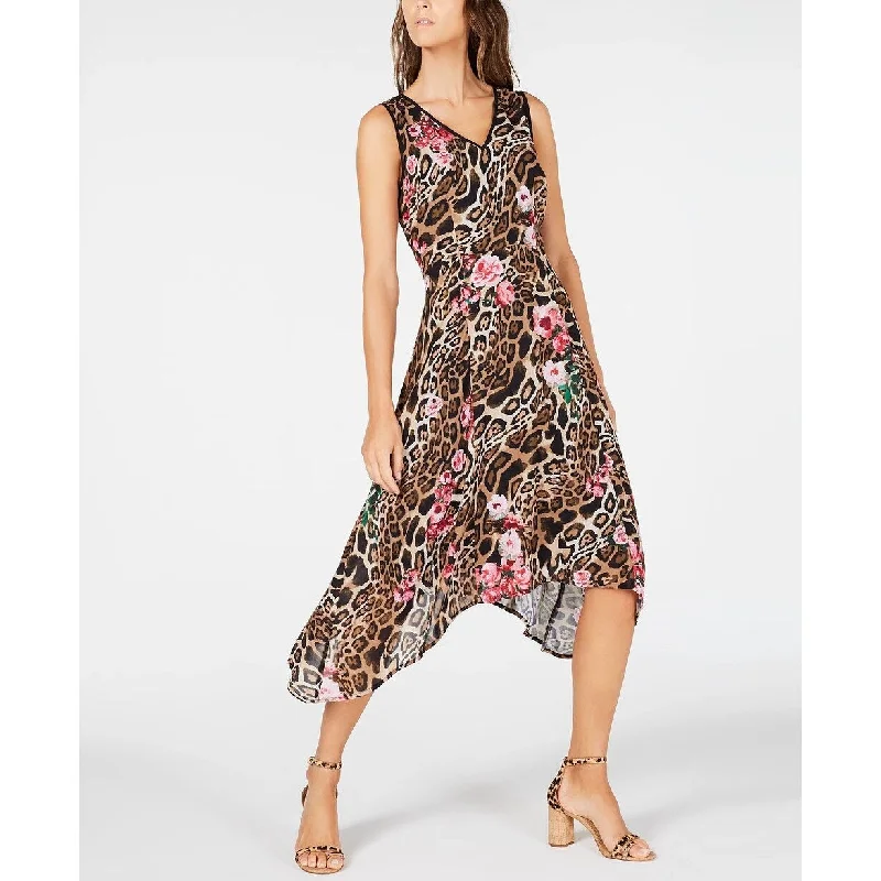 Relaxed Dresses INC International Concepts Women's Handkerchief-Hem Midi Dress Gold 10