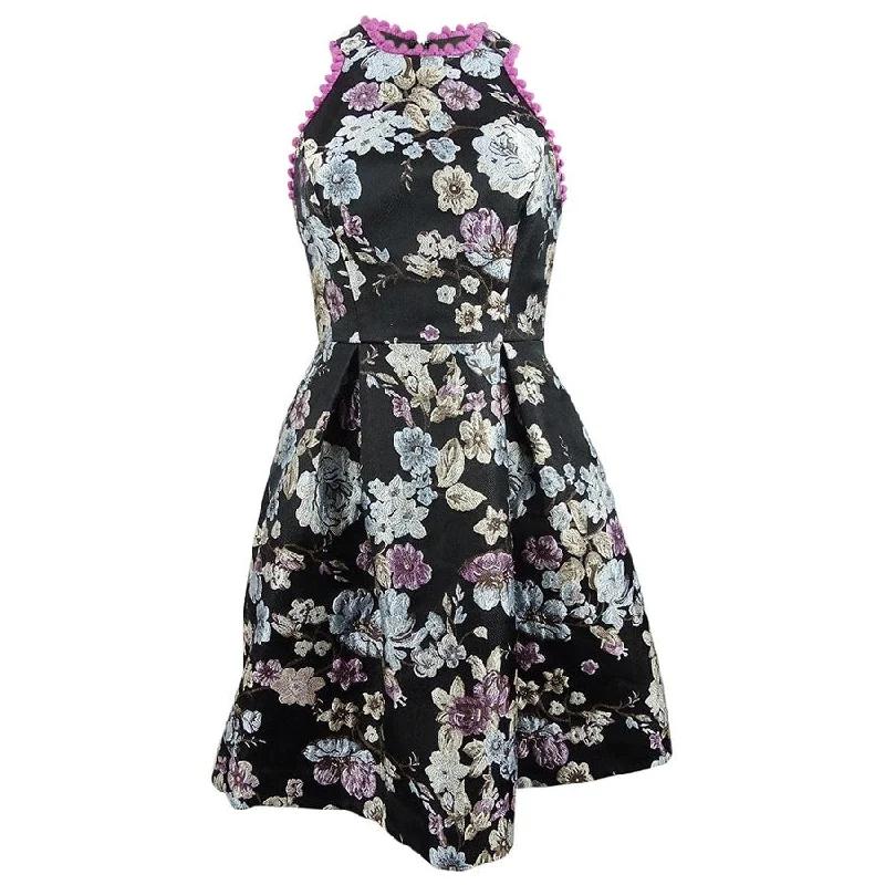 Personalized Wear Laundry by Shelli Segal Women's Floral-Printed Pom Pom Fit & Flare Dress