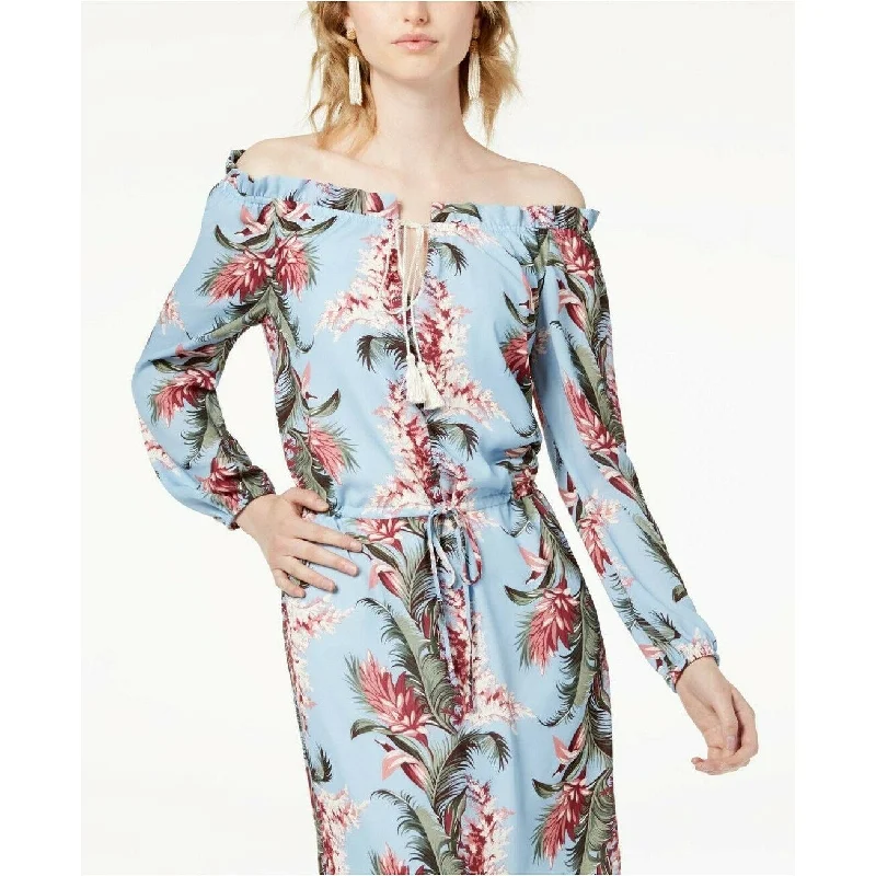 Lounge Wear Maison Jules Women's Off-The-Shoulder Short Floral Light French Blue Size 8 Lounge Wear Maison Jules Women's Off-The-Shoulder Short Floral Light French Blue Size 8