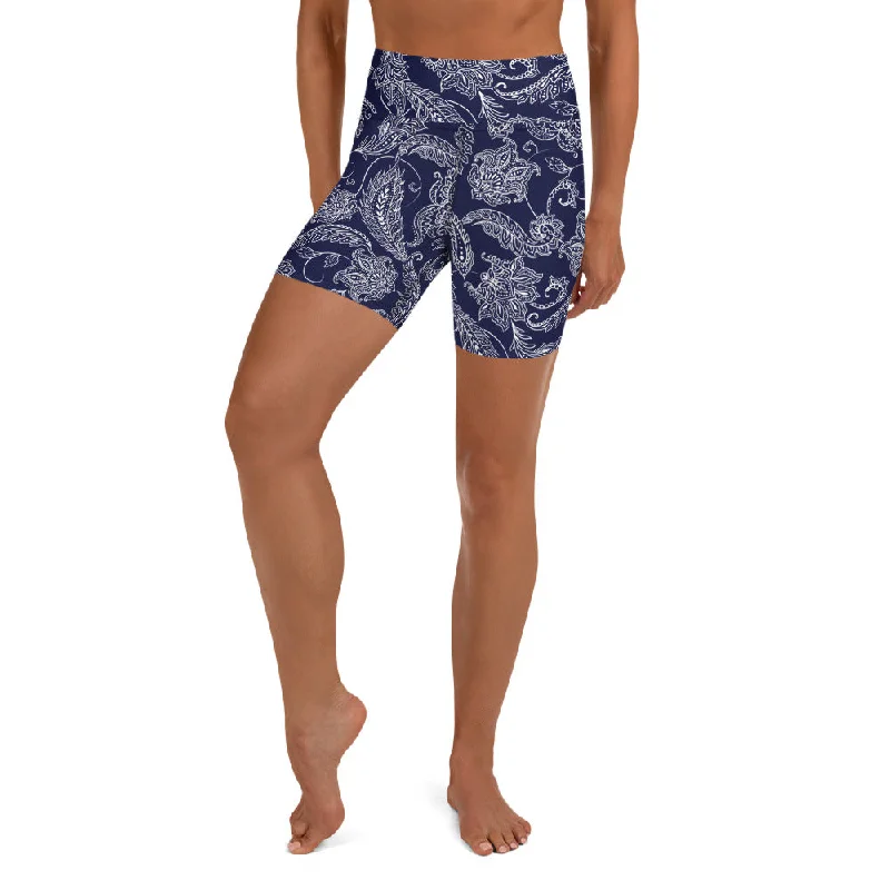 Classic Paisley Floral Yoga Shorts