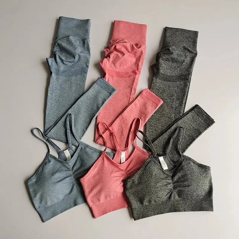 Casual Chic 2 Piece Workout Clothes For Women Seamless Leggings Sports Bra Woman Running Sports Wear Gym Clothing Athletic Yoga Set