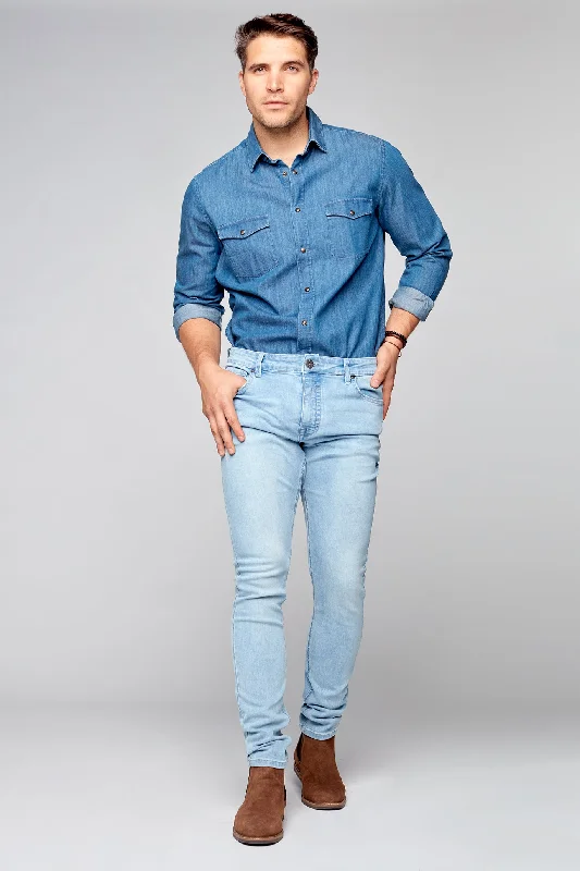 Summer Comfort 5 Pocket Slim Fit Jeans - Blue Bleach