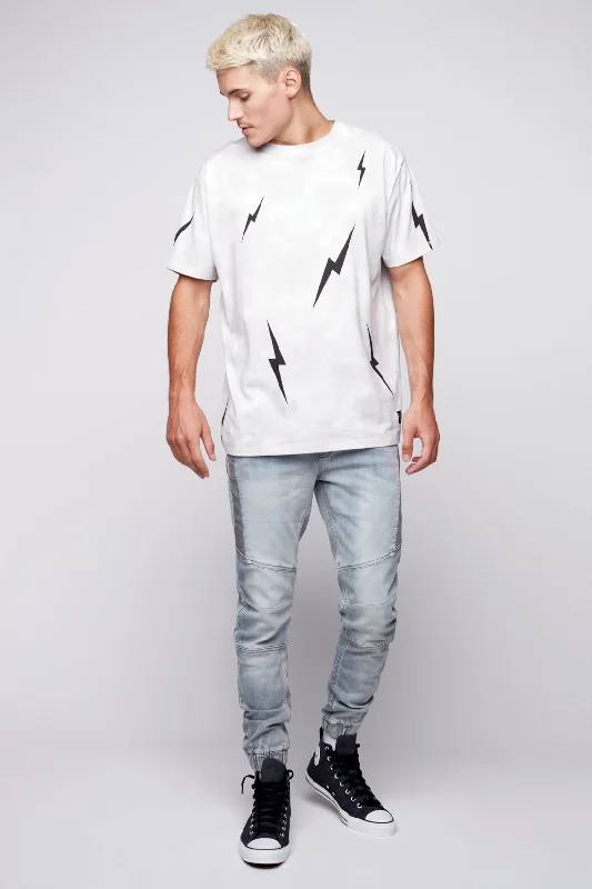 Soft Fashion HENDRIX - 5 Pocket  Moto Stitch Jogger - Ice Bleach