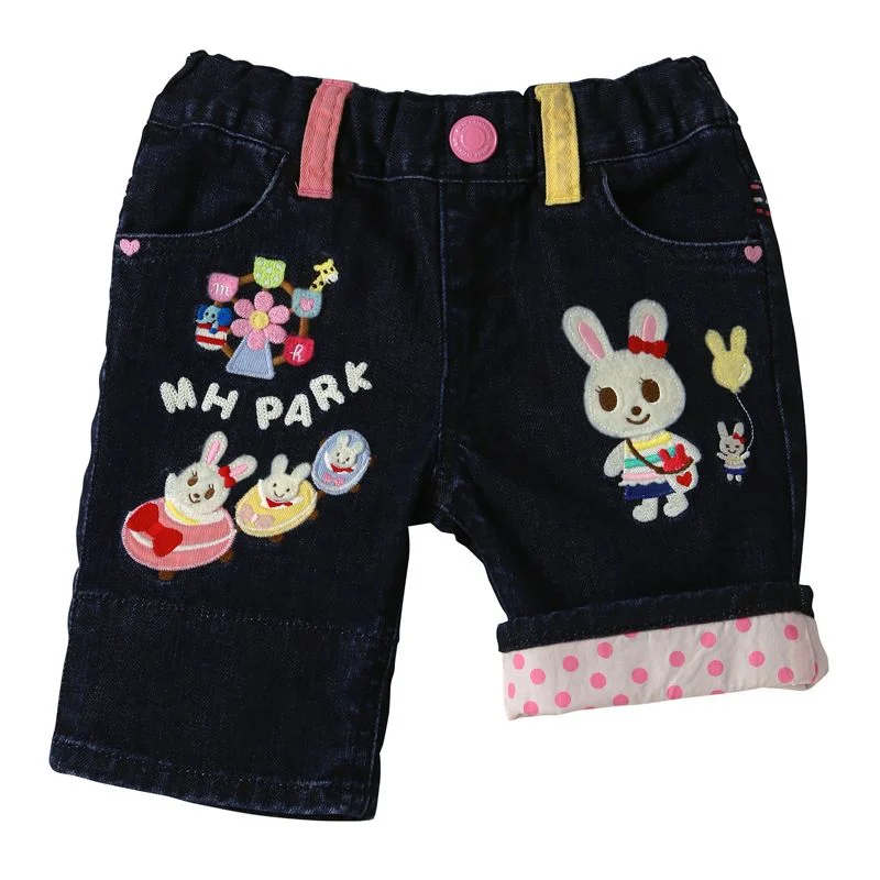 Minimalism Miki House Kids Usako Bunny Premium Denim Shorts
