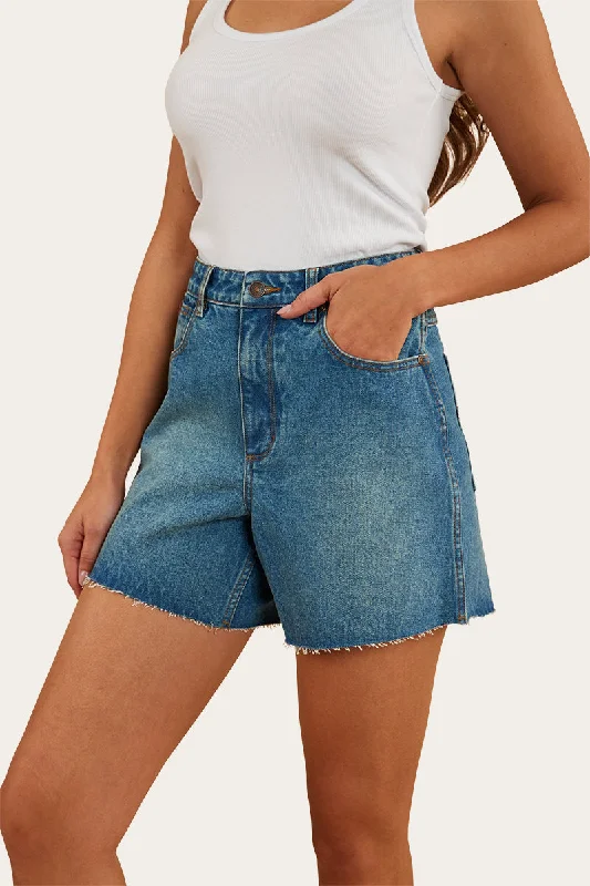 Versatile Items Remy Womens Denim Short - Mid Wash Blue