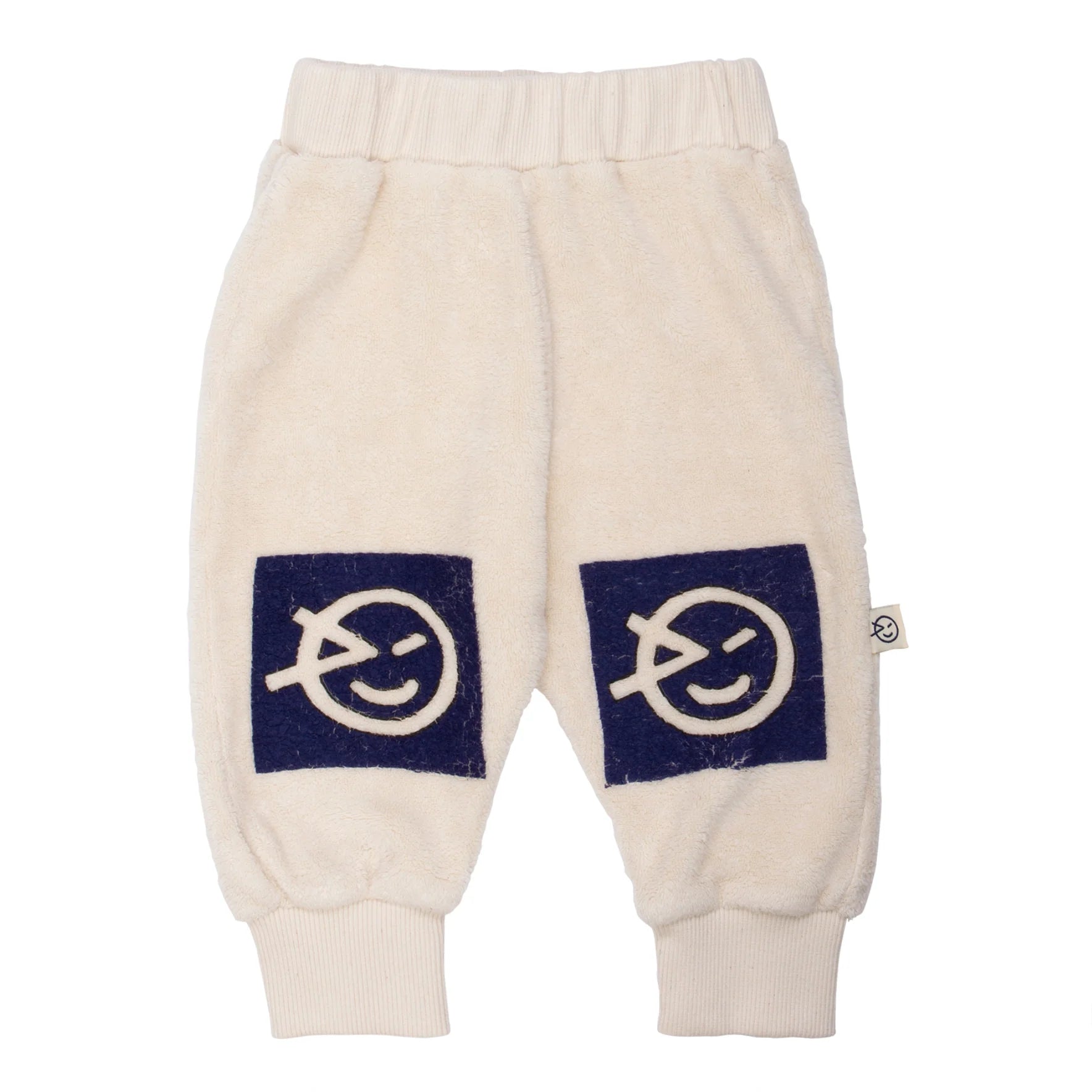Knitted Design WYNKEN Baby Fluffy Logo Sweatpants - Ecru Navy - 6M
