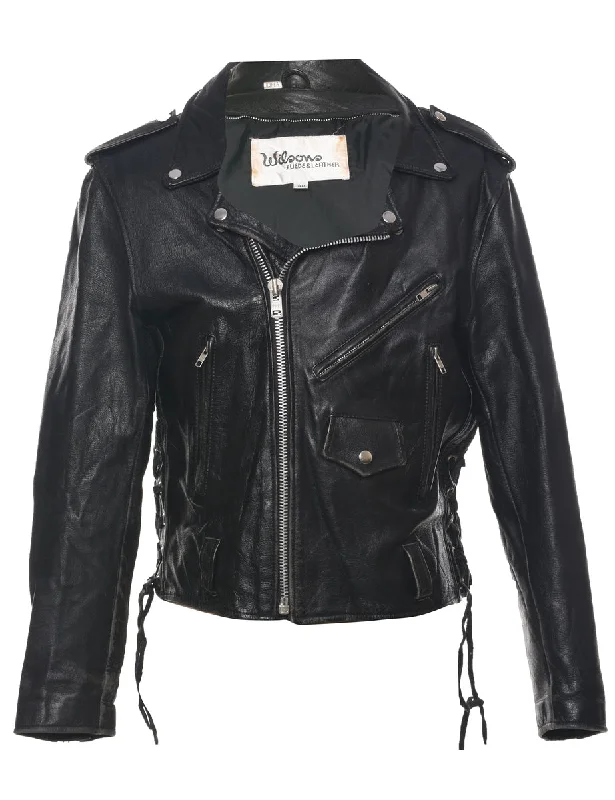 Soft Feel Wilson Biker Style Leather Jacket - M