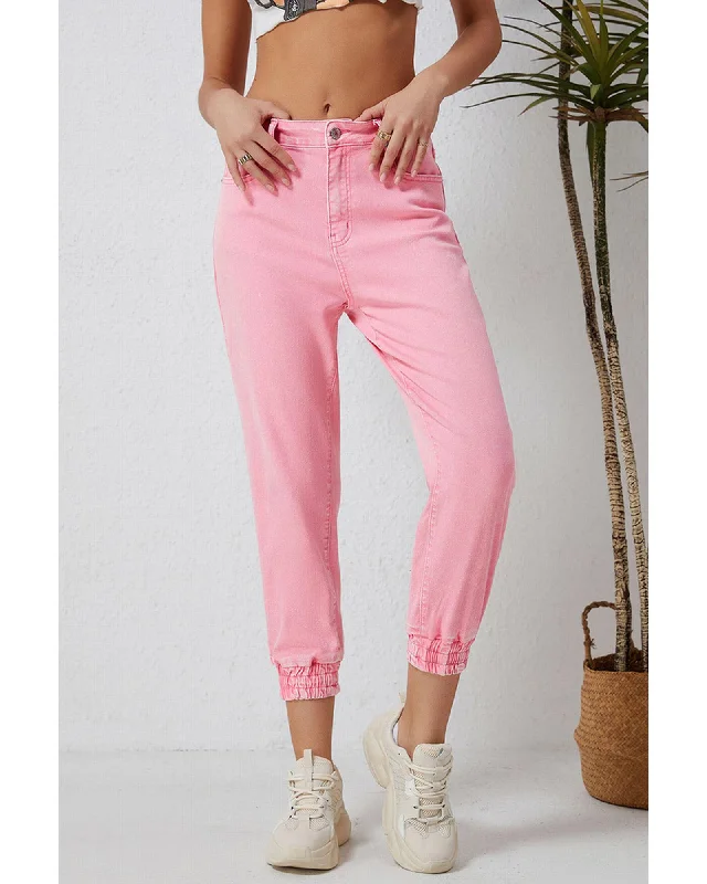 Classic Design Azura Exchange Acid Wash Elastic Cuffed Jeans - 10 US