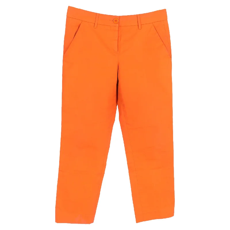 New Season Series Etro Straight Leg Trousers in Orange Cotton