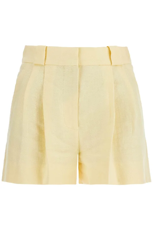 Classic Series Blaze Milano Women's  yellow High-Waisted Linen Shorts