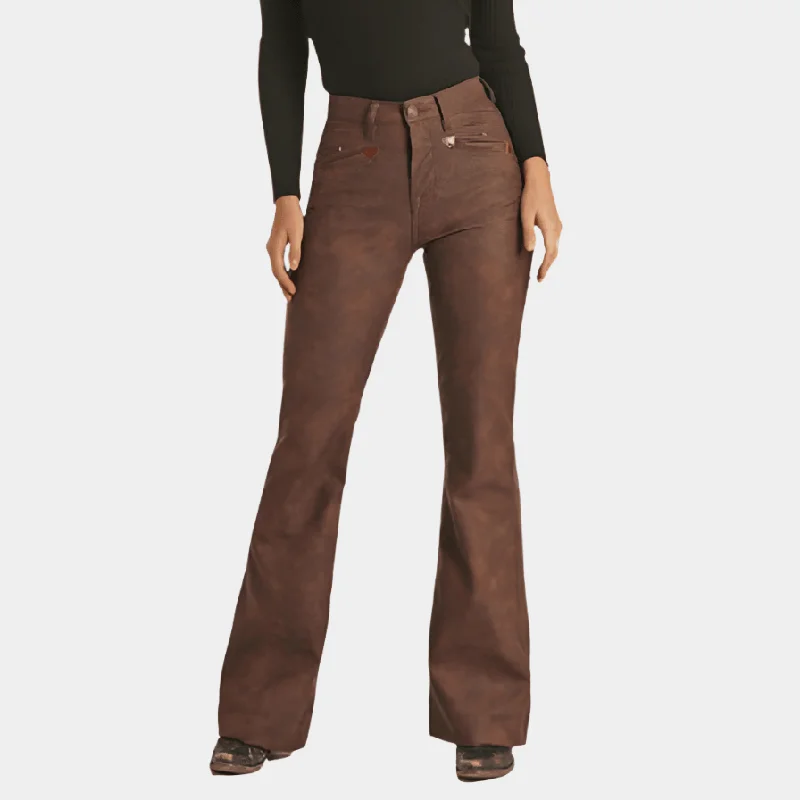 Versatile Wear Rock and Roll Denim Leather Trouser Jeans