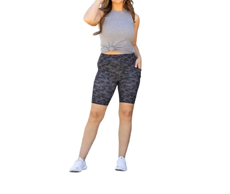 Celebrity Style Maverick Biker Shorts In Camo