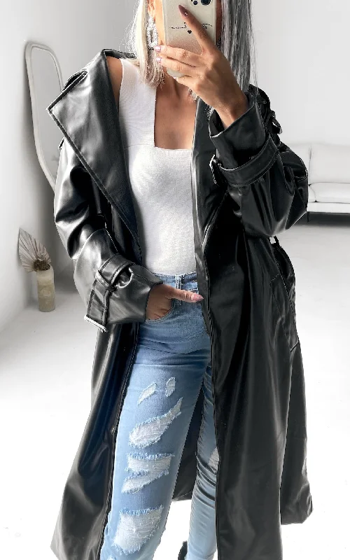 Soft Wear Amour Trench Coat - Black
