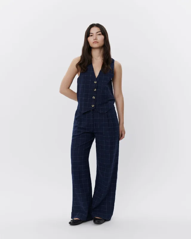 Urban Sense NATHALIASW TROUSERS - Navy check