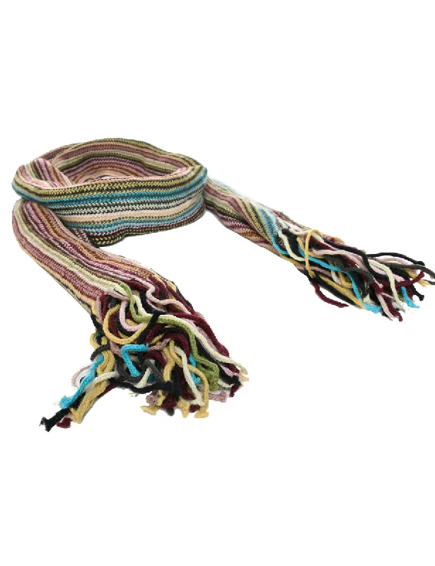 Cozy Layers Stripy Pattern Winter Scarf - M