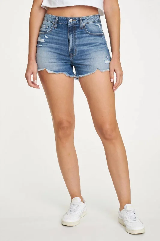 Carefree Style Super High Rise Cut-Off Jean Shorts In Medium Wash